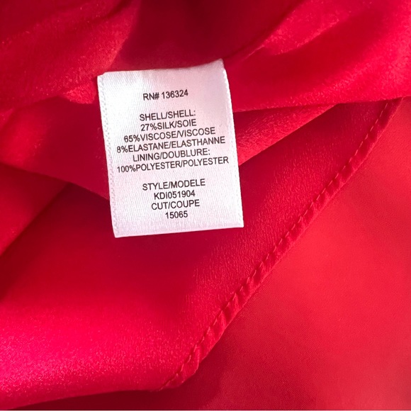 Halston Heritage Asymmetric Faille Blouson Red Asymmetric Dress Silk Size Medium - Picture 10 of 10